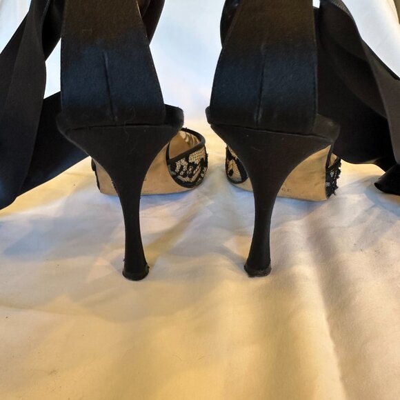 Manolo Blahnik Lace & Ribbon Heels 39.5 - Picture 6 of 9